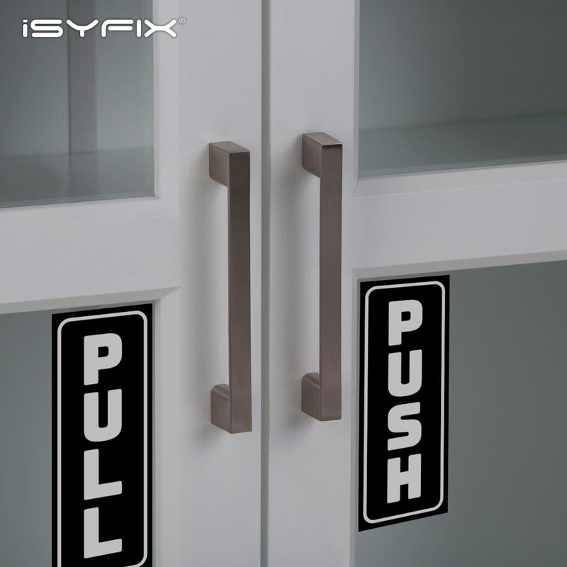iSYFIX Push Pull Stickers Sign - 2 Pack 2.8x7 inch - Vertical Decal Self-Adhesive, Black/White Vinyl Sticker for Doors in Business, Stores, Cafes, Shops & More. Indoor and Outdoor use. - Image 5